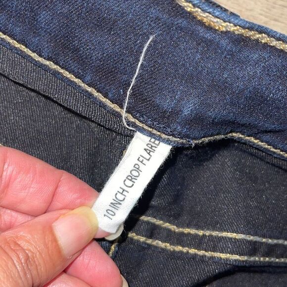 Rag & Bone Womens Frayed Hem 10-inch Crop Flare Jeans Dark Blue Dune Size 27 - Picture 9 of 13